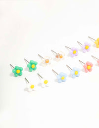 Multicoloured Dainty Daisy Earrings 8-Pack - link has visual effect only