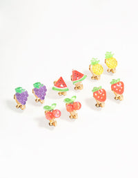 Gold Fruit Salad Clip On Earrings 5-Pack - link has visual effect only