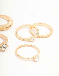 Gold Mixed Diamante & Chunky Style Rings 8-Pack - link has visual effect only