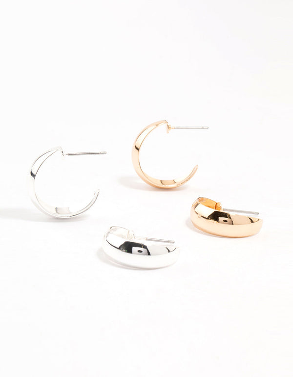 Mixed Metals Hollow Hoop Earrings 2-Pack