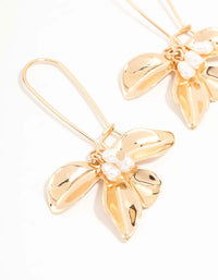 Gold Petal Pearl Large Fish Hook Earrings - link has visual effect only