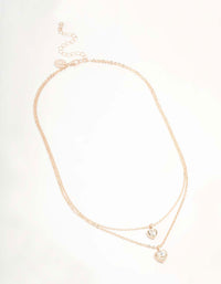 Rose Gold Diamante Heart Layered Necklace - link has visual effect only