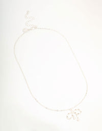 Silver Pearl Bow Pendant Necklace - link has visual effect only