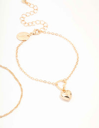 Gold Heart & Twisted Toggle Bracelets 2-Pack - link has visual effect only