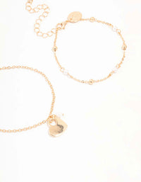 Gold Pearl & Heart Bracelets 2-Pack - link has visual effect only