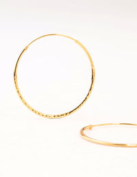 Gold Plated Sterling Silver Textured Hoop Earrings - link has visual effect only