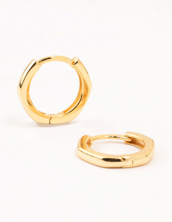 Gold Plated Sterling Silver Mini Hexagon Hoop Earrings