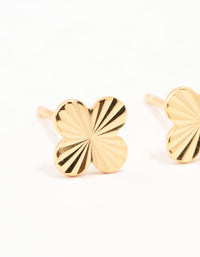 Gold Plated Sterling Silver Ribbed Clover Stud Earrings - link has visual effect only