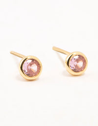 Gold Plated Sterling Silver Pink Czech Bohemia Crystal Stud Earrings - link has visual effect only