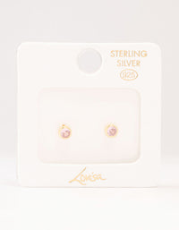 Gold Plated Sterling Silver Pink Czech Bohemia Crystal Stud Earrings - link has visual effect only