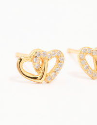 Gold Plated Sterling Silver Heart Cubic Zirconia Stud Earrings - link has visual effect only