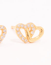 Gold Plated Sterling Silver Heart Cubic Zirconia Stud Earrings - link has visual effect only