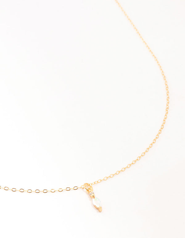 Gold Plated Sterling Silver Marquise Pendant Necklace