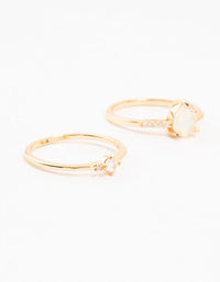 Gold Plated Elegant Pear Stacking Rings 3-Pack - link has visual effect only