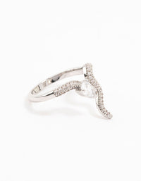 Rhodium Pave Cubic Zirconia Snake Ring - link has visual effect only