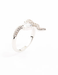 Rhodium Pave Cubic Zirconia Snake Ring - link has visual effect only