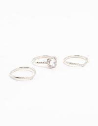 Rhodium Pointed & Halo Ring Pack - link has visual effect only