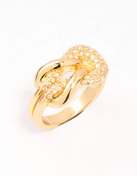 Gold Bold Diamante Knotted Ring - link has visual effect only