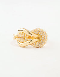 Gold Bold Diamante Knotted Ring - link has visual effect only