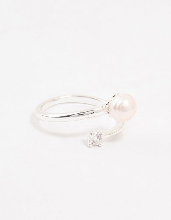 Silver Plated Dainty Cubic Zirconia Wrapped Ring