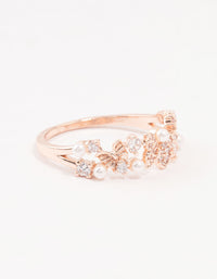 Rose Gold Plated Butterfly Pearl Band Ring - link has visual effect only