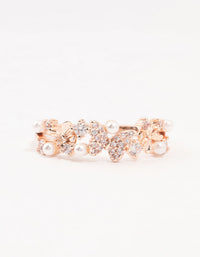 Rose Gold Plated Butterfly Pearl Band Ring - link has visual effect only