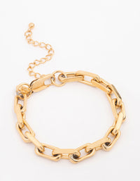 Waterproof Gold Plated Stainless Steel Link Chain Bracelet - link has visual effect only