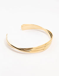 Waterproof Gold Plated  Stainless Steel Twisted Ribbed Bangle - link has visual effect only