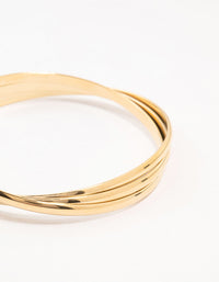 Waterproof Gold Plated  Stainless Steel Twisted Ribbed Bangle - link has visual effect only