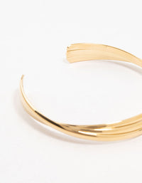 Waterproof Gold Plated  Stainless Steel Twisted Ribbed Bangle - link has visual effect only