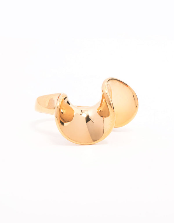 Waterproof Gold Plated Stainless Steel Organic Twisted Ring