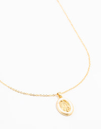 Gold Plated Pearlescent Mary Necklace - link has visual effect only