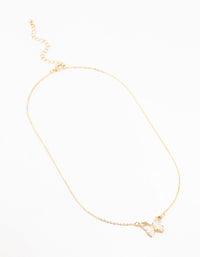 Gold Plated Clear Diamante Butterfly Necklace - link has visual effect only