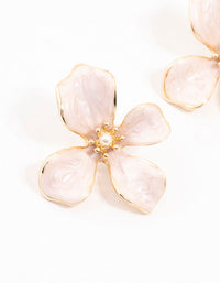 Small Pink Coated Flower Stud Earrings - link has visual effect only