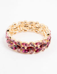 Gold Pink & Red Stone Set Wrist Cuff - link has visual effect only