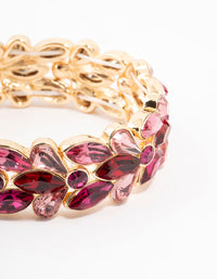 Gold Pink & Red Stone Set Wrist Cuff - link has visual effect only