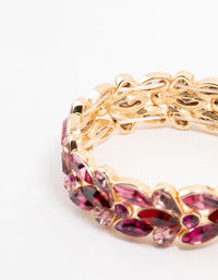 Gold Pink & Red Stone Set Wrist Cuff - link has visual effect only