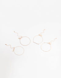 Rose Gold Pearl & Diamante Chain Bracelets 4-Pack - link has visual effect only