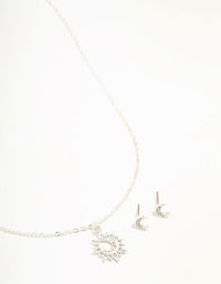 Silver Diamante Celestial Necklace & Earring Sets - link has visual effect only