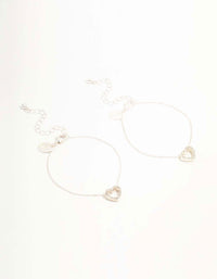 Silver Open Heart Diamante Bracelets 2-Pack - link has visual effect only