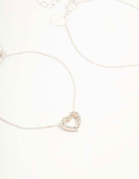 Silver Open Heart Diamante Bracelets 2-Pack - link has visual effect only