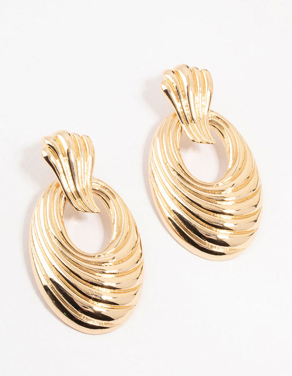 Gold Molten Door Knocker Drop Earrings