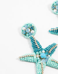 Blue Beaded Starfish Drop Earrings - link has visual effect only