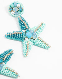 Blue Beaded Starfish Drop Earrings - link has visual effect only