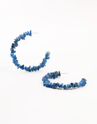 Blue Semi Precious Large Hoop Earrings - link has visual effect only