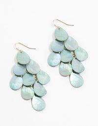 Blue Pearlised  Layered Drop Earrings - link has visual effect only