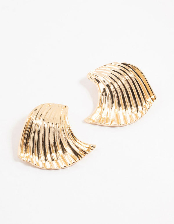 Gold Molten Wrapped Stud Earrings