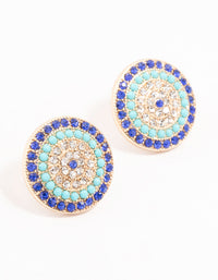 Blue Evil Eye Gold Stud Earrings - link has visual effect only