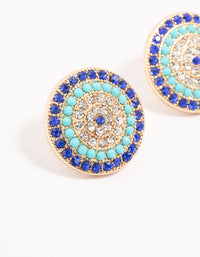 Blue Evil Eye Gold Stud Earrings - link has visual effect only