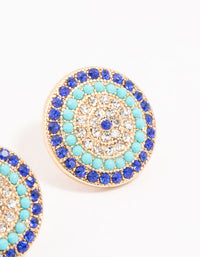 Blue Evil Eye Gold Stud Earrings - link has visual effect only